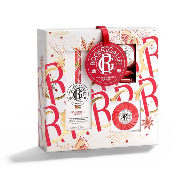 Roger&Gallet Coffret Gingembre Rouge Água Perfumada 100 ml oferta Sabonete 50 gr + Pastilhas Banho 25 gr 3 unidades 7290361.webp