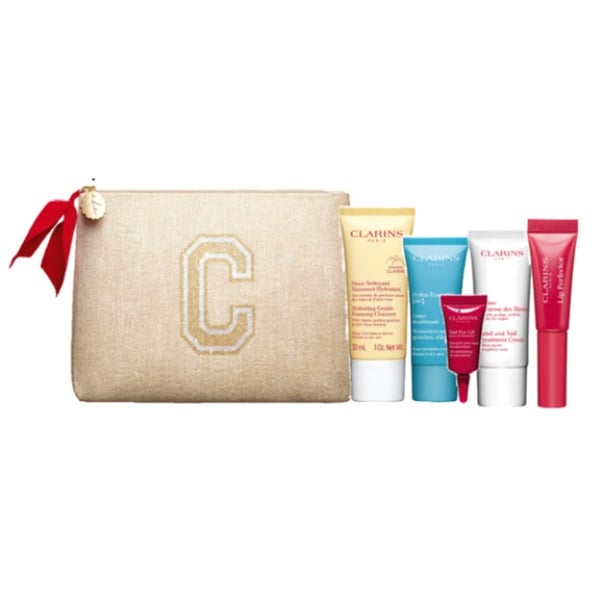 Clarins Kit Essenciais de viagem Hydra Essentiel 30 ml+Creme Mãos 30 ml+ Total eye lift 3 ml+Lip Perfector01 5 ml