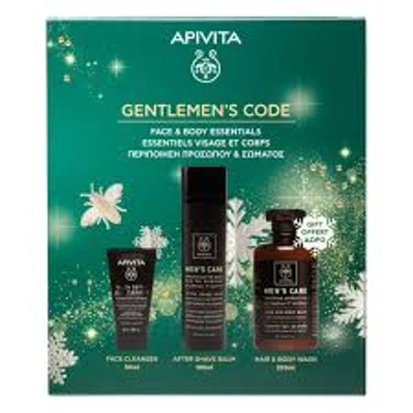 Apivita Coffret Men After Shave 100ml + Gel limpeza 100 ml + Oferta Champô e Gel banho 250 ml
