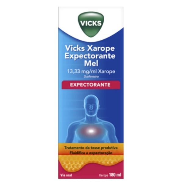 Vicks Xarope Expectorante Mel (180mL), 13,33 mg/mL x 1 xar mL