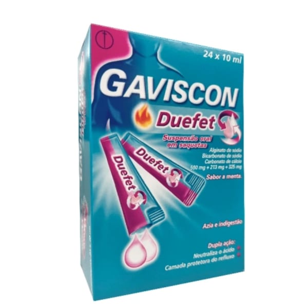 Gaviscon Duefet, 500/213/325 mg x 24 susp oral saq