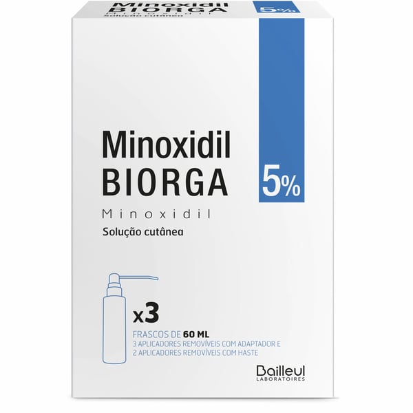 Minoxidil Biorga 50 mg/ml Solução Cutânea x 3