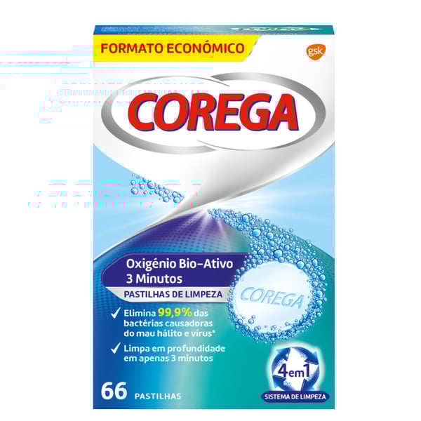 Corega Bio Activo Pastilha Prótese X 66