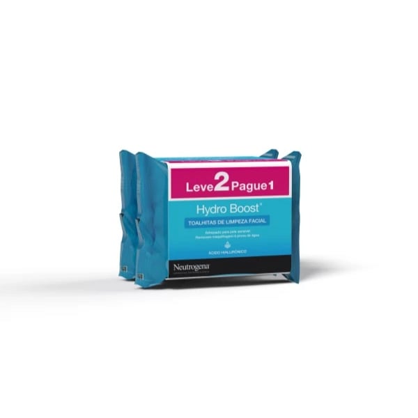 Neutrogena Hydro Boost Duo Toalhitas de Limpeza <mark>F</mark>acial 2 x 25 Unidades com Oferta de 2ª Embalagem