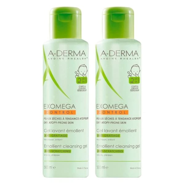 A-Derma Exomega Control Duo Gel para corpo e cabelo 2 x 500 ml com Desconto de 10 €