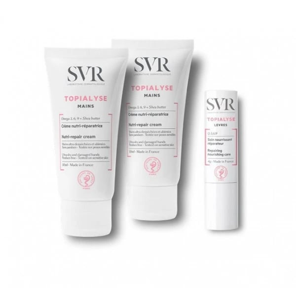 Svr Topialyse Duo Creme de mãos 2 x 50 ml com Oferta de Stick labial 4 g