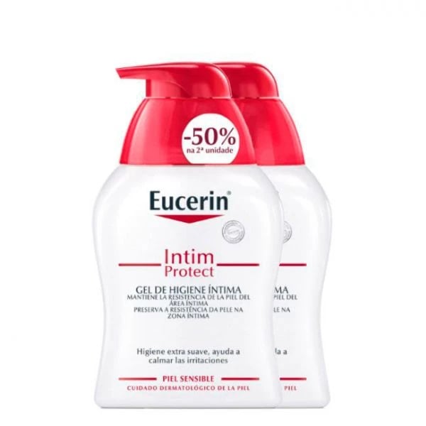 Eucerin Intim Protect Duo Gel higiene íntima pele sensível 2 x 250 ml com Desconto de 50% na 2ª Embalagem