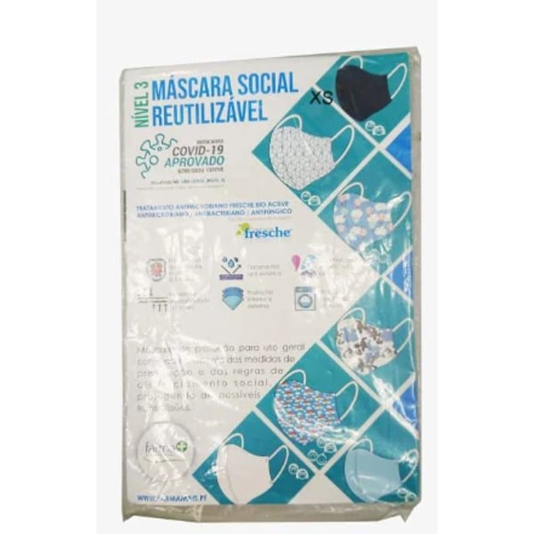 Qualis Nível 3 Máscara Social Reutilizável XS/S