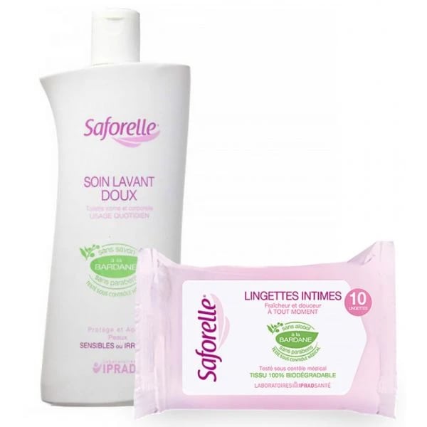 Saforelle Solução Lavagem Íntima 250 ml com Oferta de Toalhetes Íntimos 10 Unidades