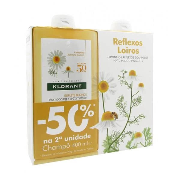 Klorane Duo Champô Camomila Reflexos Dourados 2 x 400 ml