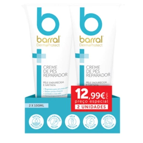 Barral DermaProtect Duo Creme de Pés 100 ml 2 unidades Preço especial 