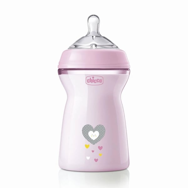 Chicco Biberão Natural Feeling 330 ml Fluxo Rápido Rosa +6 meses