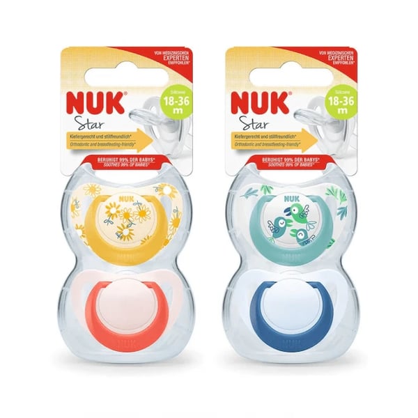 Nuk Star Chupeta Silicone Tamanho 3 18-36 meses 2 unidades