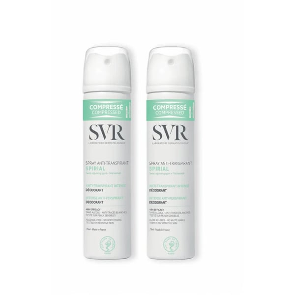 SVR Spirial Duo Spray desodorizante antitranspirante intensivo 2 x 75 ml Preço Especial