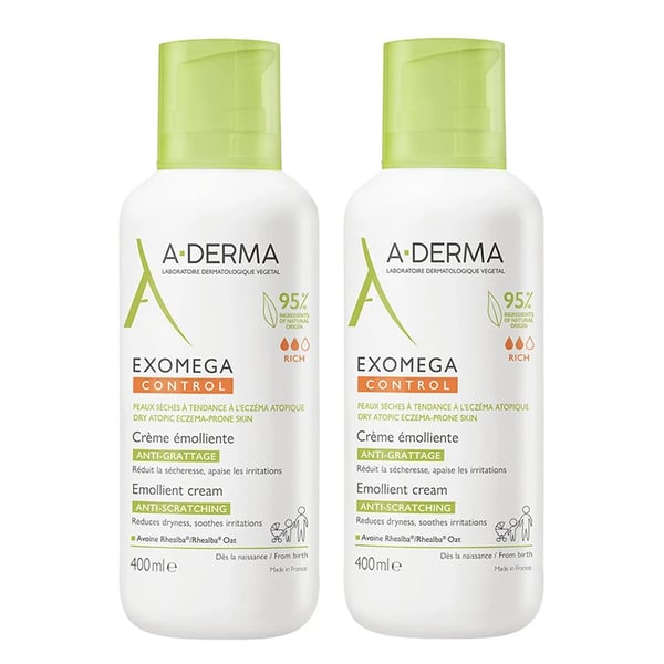 A-Derma Exomega Control Creme Emoliente 400 ml 2 unidades Preço Reduzido