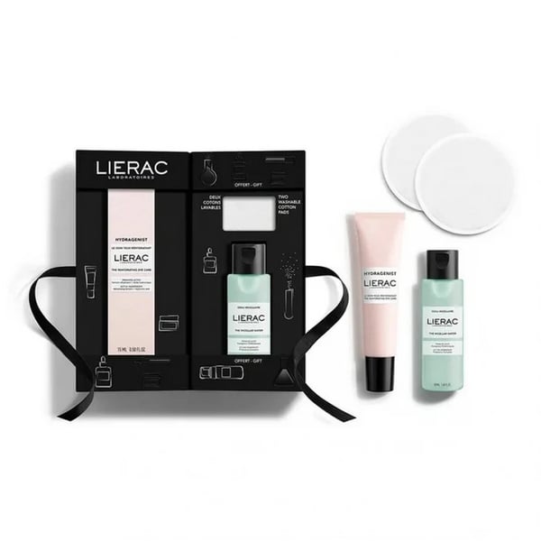 Lierac Coffret Hydragenist Cuidado Olhos Reidratante 15 ml oferta Água Micelar 50 ml + 2 Discos de Algodão Laváveis