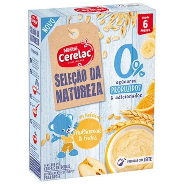 Cerelac Papa 0% Açúcares Multicereais e Frutas +6 meses 180 gr
