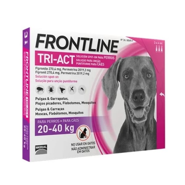 <mark>F</mark>rontline Tri-Act Cão 20-40 kg 4ml 3 unidades