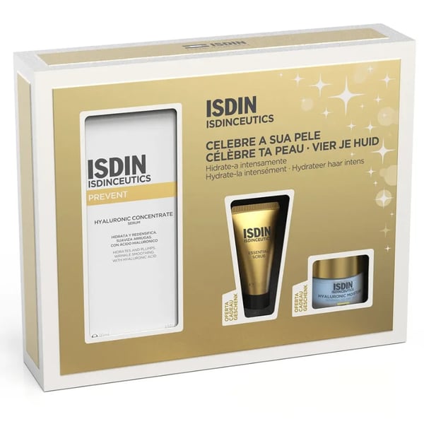 Isdinceut Pack Hydrating Rout Natal 25(Hyaluronic Sérum 30ml + oferta Essential Scrub 15g + Hyaluronic Moisture 8g)