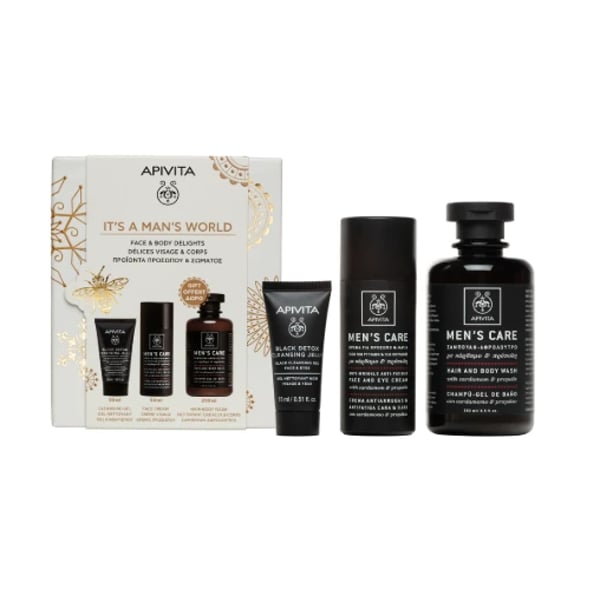 Apivita Homem Creme Rugas 50ml + Gel Limpeza 50ml + Oferta Champô/Gel Banho 250ml