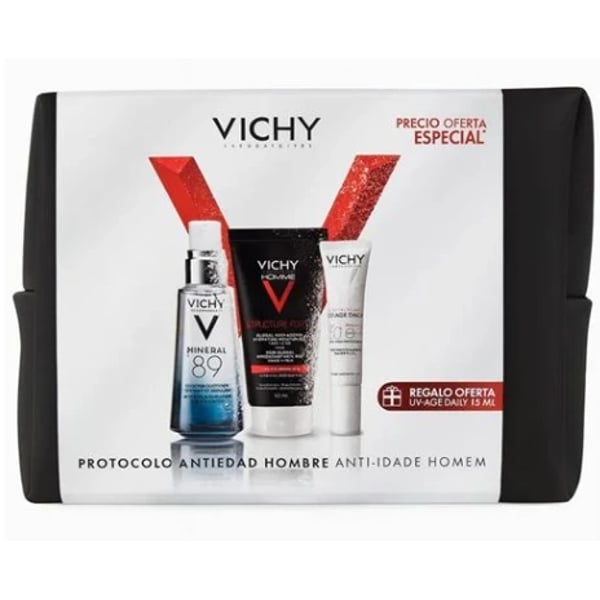 Vichy Homme Structure Force 50 ml + Sérum Mineral 89 Concentrado 50 ml + Oferta Fluído Solar FPS50+