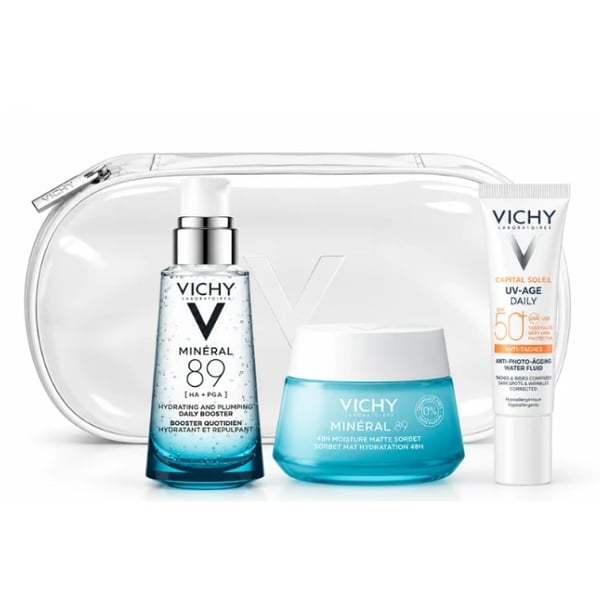 Vichy Mineral 89 Protocolo Hidrat (Sérum Hidratante 50 ml, Gel Sorbete Mate 48H 50 ml e UV-Age FPS50+ 15 ml)