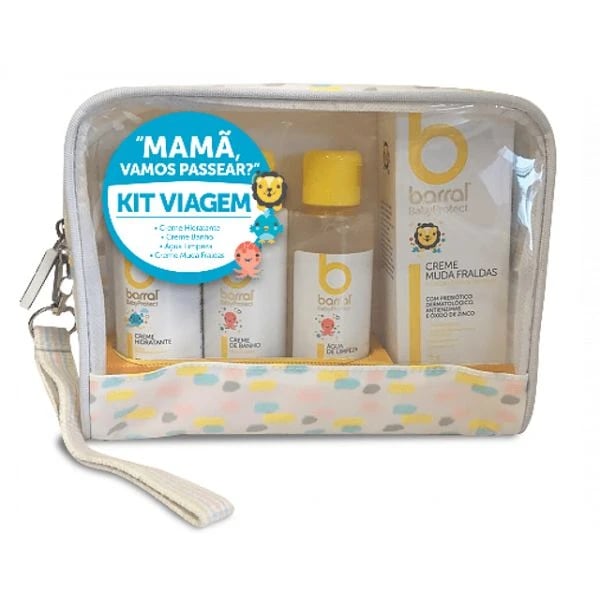 Barral BabyProtect Kit Viagem Água Limpeza + Creme Banho + Creme Hidratante + Creme Muda <mark>F</mark>ralda + Bolsa